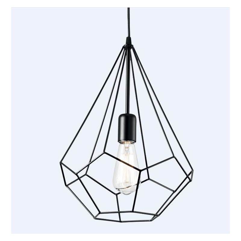 DIAMANTE SOSPENSIONE VINTAGE CON STRUTTURA APERTA TRIANGOLARE METALLO NERO BIANCO CORTEN CRISTALENSI LUX - Cristalensi Shop Onli