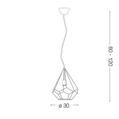 DIAMANTE SOSPENSIONE VINTAGE CON STRUTTURA APERTA TRIANGOLARE METALLO NERO BIANCO CORTEN CRISTALENSI LUX - Cristalensi Shop Onli
