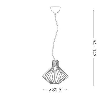 GIOVE SOSPENSIONE VINTAGE CON STRUTTURA ORIGINALE APERTA IN METALLO VERNICIATO NERO,CORTEN,BIANCO O RAME CRISTALENSI LUX - Crist