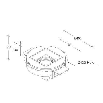 ELIS RASO FARETTO DA INCASSO QUADRATO FILOMURO IN GESSO E METALLO 4 COLORI LAMPADINA GU10
