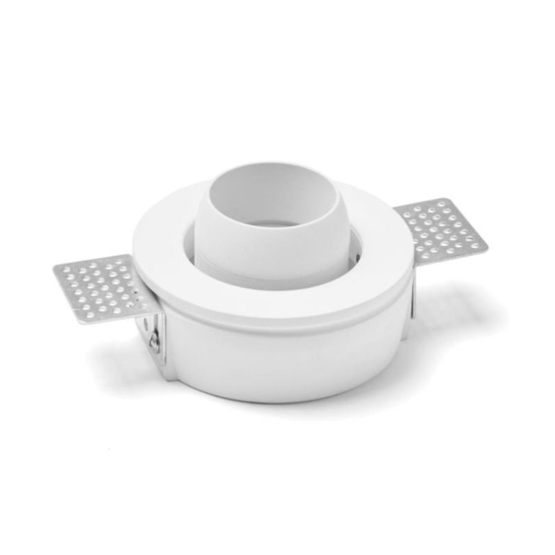 T356 LELANTO FARETTO DA INCASSO ORIENTABILE ROTONDO IN GESSO CON BORDO IN METALLO NERO LAMPADINA ATTACCO GU10 Sforzin Illuminazi