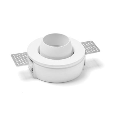 T356 LELANTO FARETTO DA INCASSO ORIENTABILE ROTONDO IN GESSO CON BORDO IN METALLO NERO LAMPADINA ATTACCO GU10 Sforzin Illuminazi