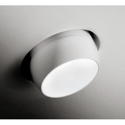 T356 LELANTO FARETTO DA INCASSO ORIENTABILE ROTONDO IN GESSO CON BORDO IN METALLO NERO LAMPADINA ATTACCO GU10 Sforzin Illuminazi