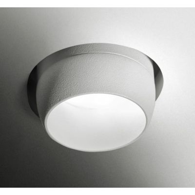 T356 LELANTO FARETTO DA INCASSO ORIENTABILE ROTONDO IN GESSO CON BORDO IN METALLO NERO LAMPADINA ATTACCO GU10 Sforzin Illuminazi