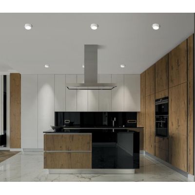 T356 LELANTO FARETTO DA INCASSO ORIENTABILE ROTONDO IN GESSO CON BORDO IN METALLO NERO LAMPADINA ATTACCO GU10 Sforzin Illuminazi