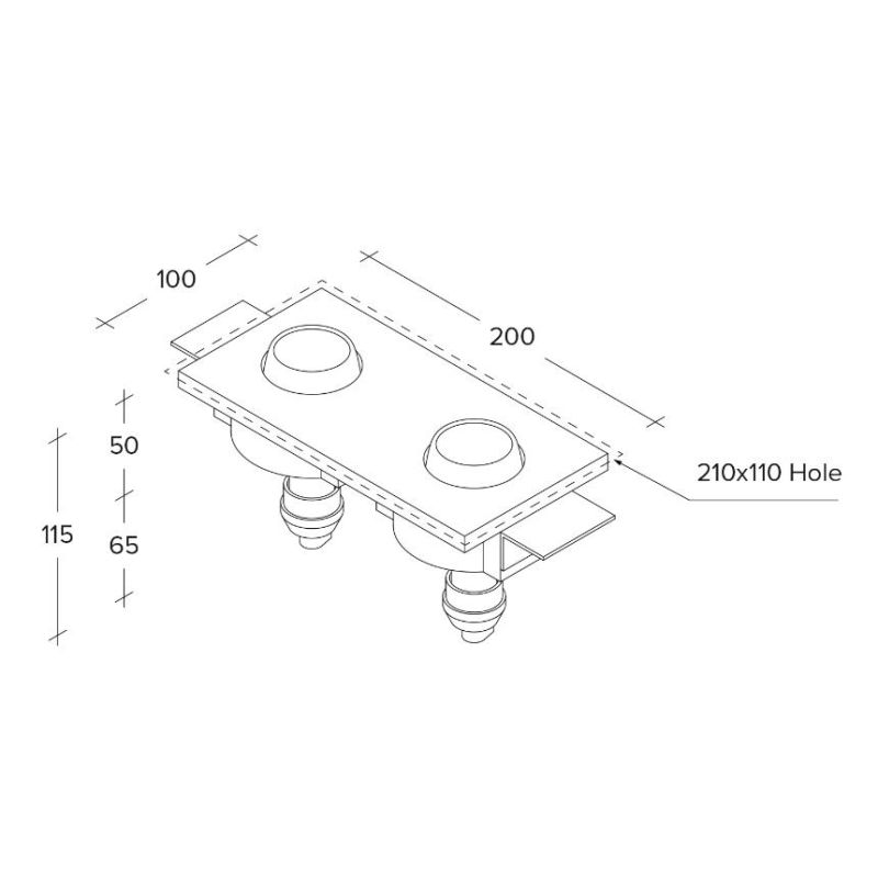 T357 LELANTO FARETTO DA INCASSO A DUE LUCI ORIENTABILE IN GESSO CON BORDO IN METALLO NERO LAMPADINE ATTACCO GU10 Sforzin Illumin