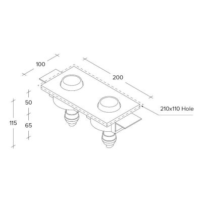 T357 LELANTO FARETTO DA INCASSO A DUE LUCI ORIENTABILE IN GESSO CON BORDO IN METALLO NERO LAMPADINE ATTACCO GU10 Sforzin Illumin