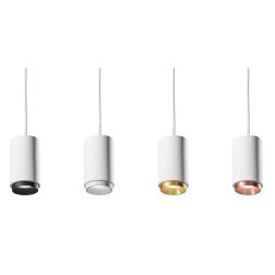 PROPILEI SOSPENSIONE SINGOLA IN GESSO CON ANELLO IN ALLUMINIO 4 COLORI LAMPADINA ATTACCO GU10 MODERNA