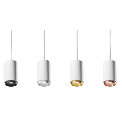 PROPILEI SOSPENSIONE SINGOLA IN GESSO CON ANELLO IN ALLUMINIO 4 COLORI LAMPADINA ATTACCO GU10 MODERNA