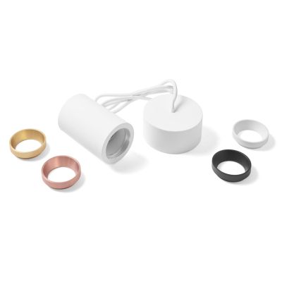 PROPILEI SOSPENSIONE SINGOLA IN GESSO CON ANELLO IN ALLUMINIO 4 COLORI LAMPADINA ATTACCO GU10 MODERNA