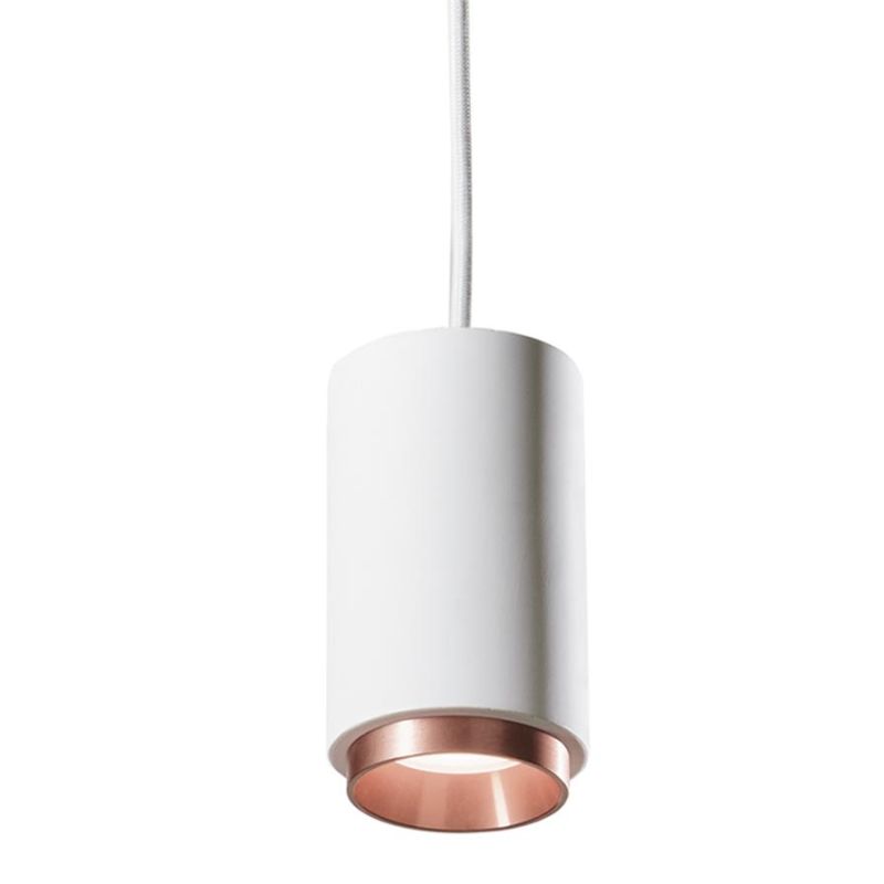 PROPILEI SOSPENSIONE SINGOLA IN GESSO CON ANELLO IN ALLUMINIO 4 COLORI LAMPADINA ATTACCO GU10 MODERNA