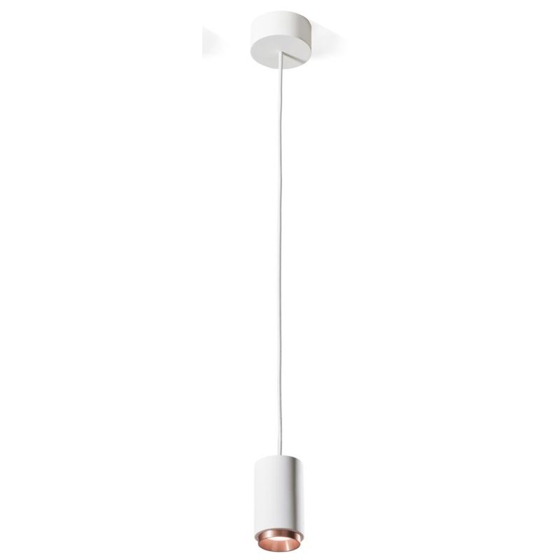 PROPILEI SOSPENSIONE SINGOLA IN GESSO CON ANELLO IN ALLUMINIO 4 COLORI LAMPADINA ATTACCO GU10 MODERNA