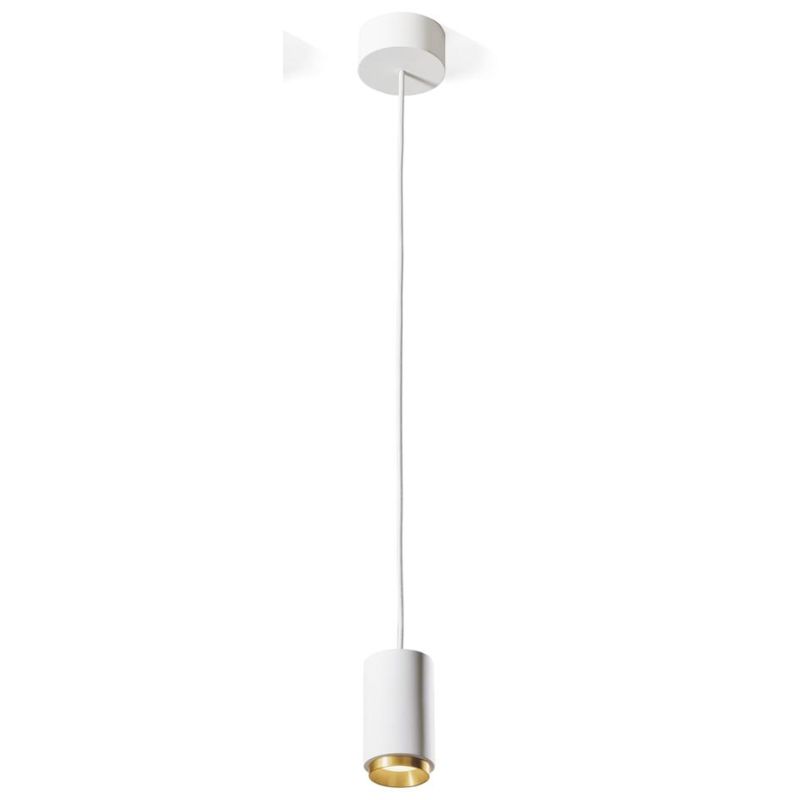 PROPILEI SOSPENSIONE SINGOLA IN GESSO CON ANELLO IN ALLUMINIO 4 COLORI LAMPADINA ATTACCO GU10 MODERNA