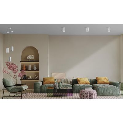 PROPILEI SOSPENSIONE SINGOLA IN GESSO CON ANELLO IN ALLUMINIO 4 COLORI LAMPADINA ATTACCO GU10 MODERNA