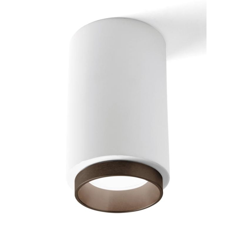PROPILEI PLAFONIERA A CILINDRO IN GESSO CON ANELLO IN ALLUMINIO DI 2 COLORI LAMPADINA ATTACCO GU10