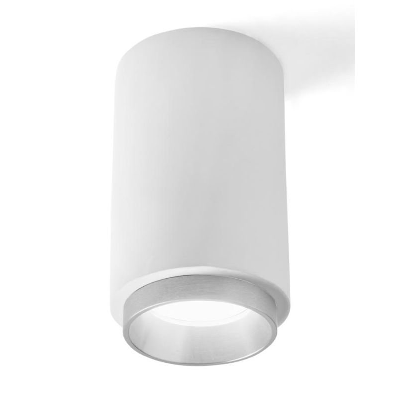 PROPILEI PLAFONIERA A CILINDRO IN GESSO CON ANELLO IN ALLUMINIO DI 2 COLORI LAMPADINA ATTACCO GU10
