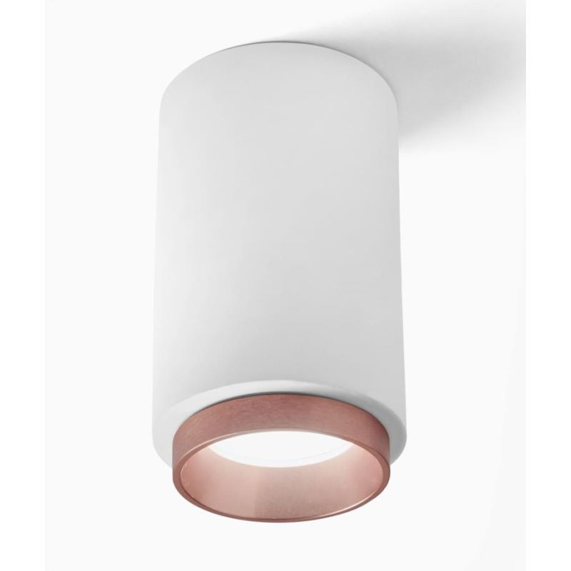 PROPILEI PLAFONIERA A CILINDRO IN GESSO CON ANELLO IN ALLUMINIO DI 4 COLORI LAMPADINA ATTACCO GU10