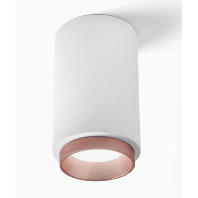 PROPILEI PLAFONIERA A CILINDRO IN GESSO CON ANELLO IN ALLUMINIO DI 4 COLORI LAMPADINA ATTACCO GU10