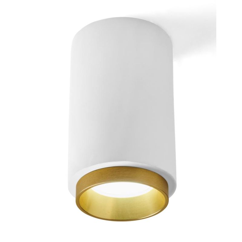 PROPILEI PLAFONIERA A CILINDRO IN GESSO CON ANELLO IN ALLUMINIO DI 4 COLORI LAMPADINA ATTACCO GU10