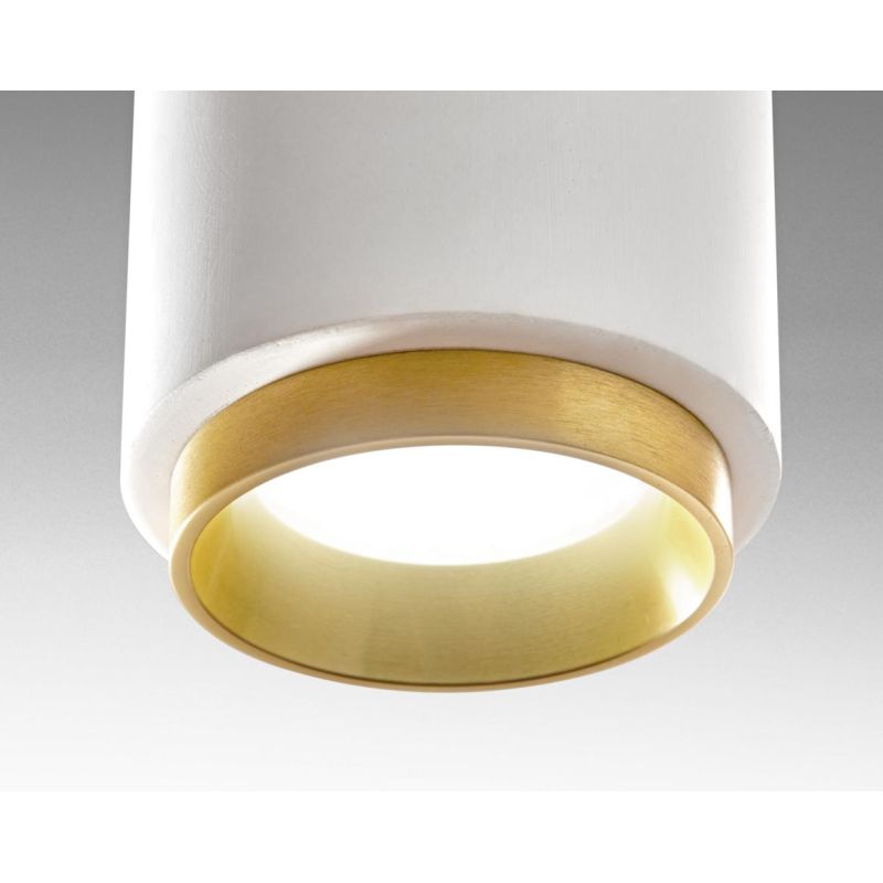 PROPILEI PLAFONIERA A CILINDRO IN GESSO CON ANELLO IN ALLUMINIO DI 4 COLORI LAMPADINA ATTACCO GU10