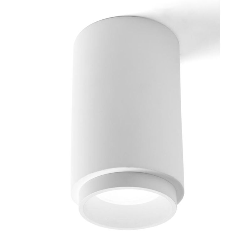 PROPILEI PLAFONIERA A CILINDRO IN GESSO CON ANELLO IN ALLUMINIO DI 4 COLORI LAMPADINA ATTACCO GU10