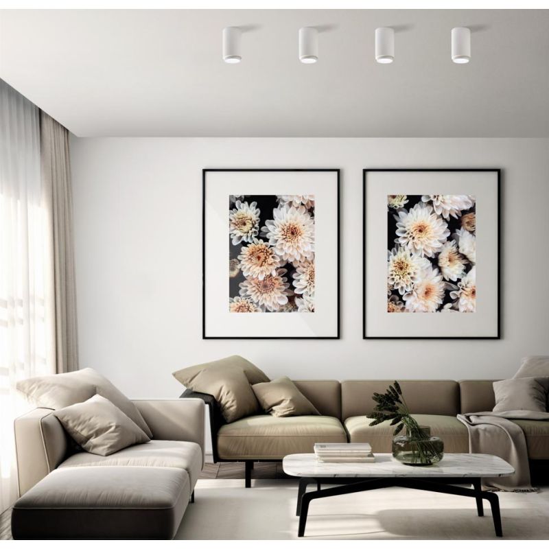 PROPILEI PLAFONIERA A CILINDRO IN GESSO CON ANELLO IN ALLUMINIO DI 4 COLORI LAMPADINA ATTACCO GU10