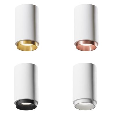 PROPILEI PLAFONIERA A CILINDRO IN GESSO CON ANELLO IN ALLUMINIO DI 4 COLORI LAMPADINA ATTACCO GU10