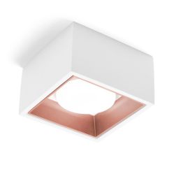 NASSO PLAFONIERA CUBO QUADRATA IN GESSO E ALLUMINIO 4 COLORI LAMPADINA ATTACCO GX53