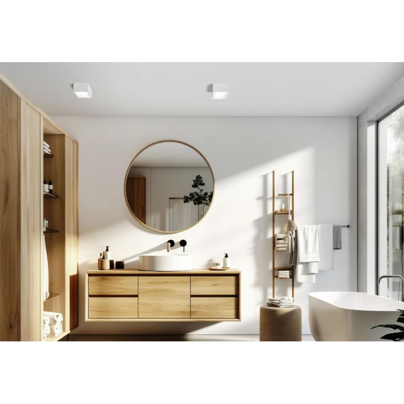 NASSO PLAFONIERA CUBO QUADRATA IN GESSO E ALLUMINIO 4 COLORI LAMPADINA ATTACCO GX53