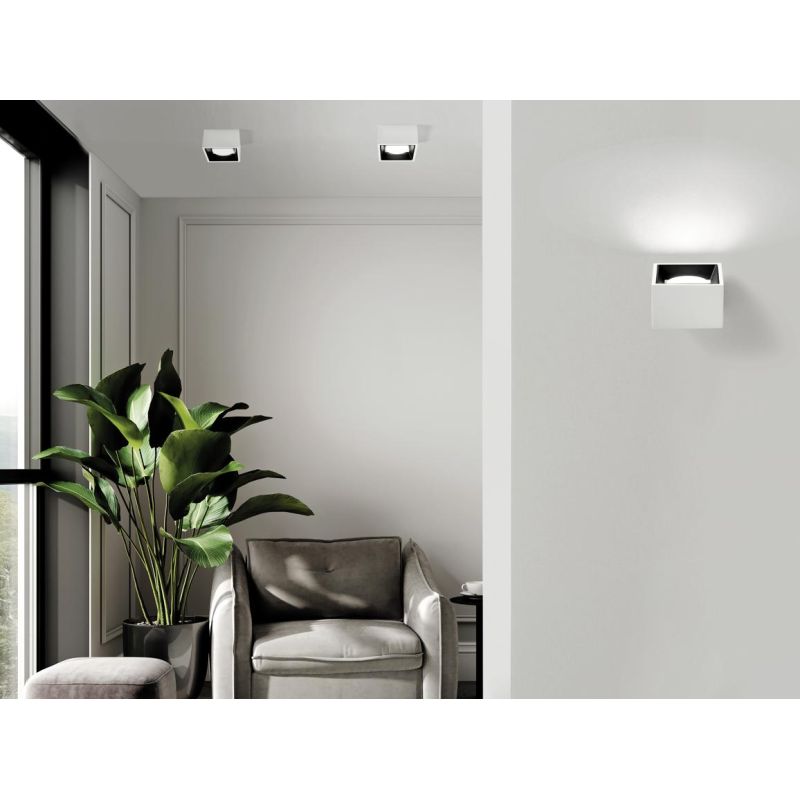 NASSO PLAFONIERA CUBO QUADRATA IN GESSO E ALLUMINIO 4 COLORI LAMPADINA ATTACCO GX53