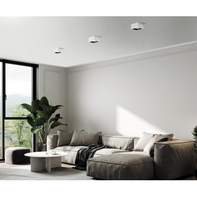 NASSO PLAFONIERA CUBO QUADRATA IN GESSO E ALLUMINIO 4 COLORI LAMPADINA ATTACCO GX53