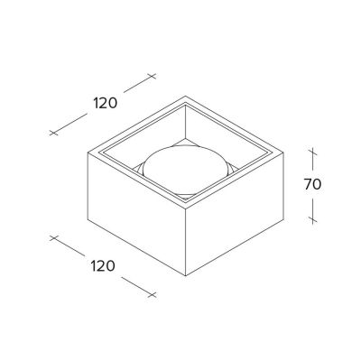 NASSO PLAFONIERA CUBO QUADRATA IN GESSO E ALLUMINIO 4 COLORI LAMPADINA ATTACCO GX53
