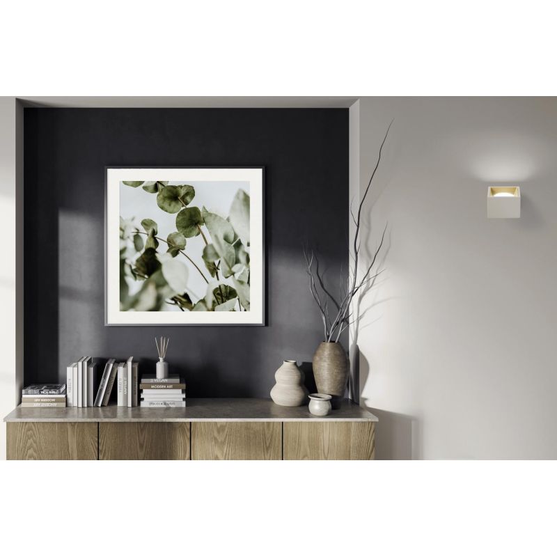 NASSO APPLIQUE CUBO IN GESSO E ALLUMINIO DI 4 COLORI LAMPADINA ATTACCO GX53 MODERNA
