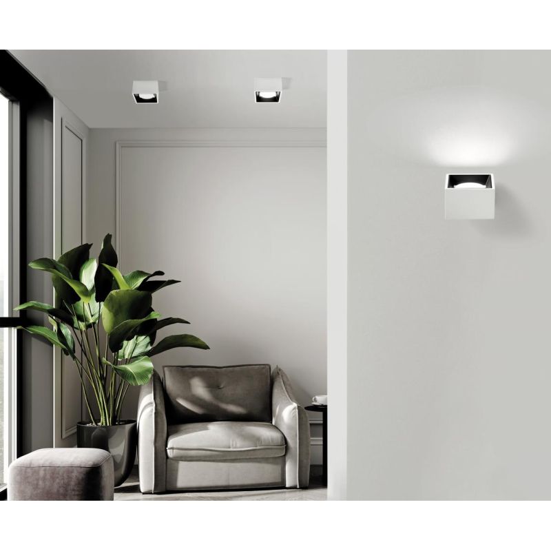NASSO APPLIQUE CUBO IN GESSO E ALLUMINIO DI 4 COLORI LAMPADINA ATTACCO GX53 MODERNA