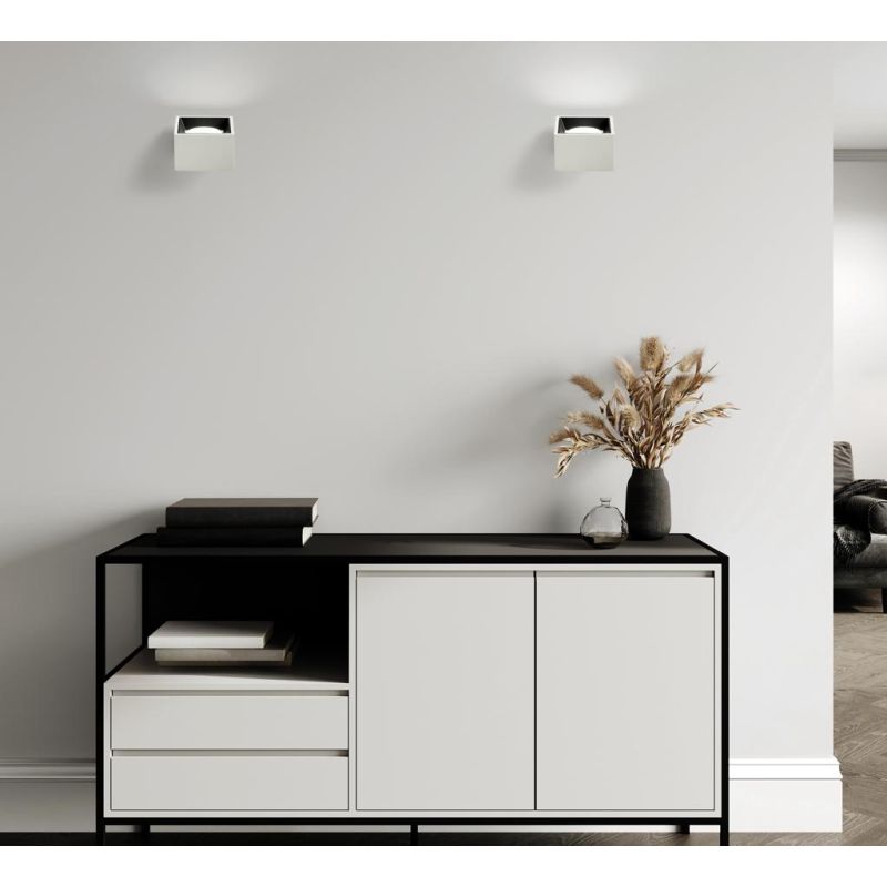 NASSO APPLIQUE CUBO IN GESSO E ALLUMINIO DI 4 COLORI LAMPADINA ATTACCO GX53 MODERNA
