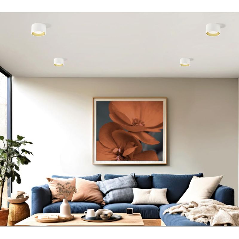 NASSO PLAFONIERA ROTONDA IN GESSO E ALLUMINIO DI 4 COLORI LAMPADINA ATTACCO GX53 MODERNA