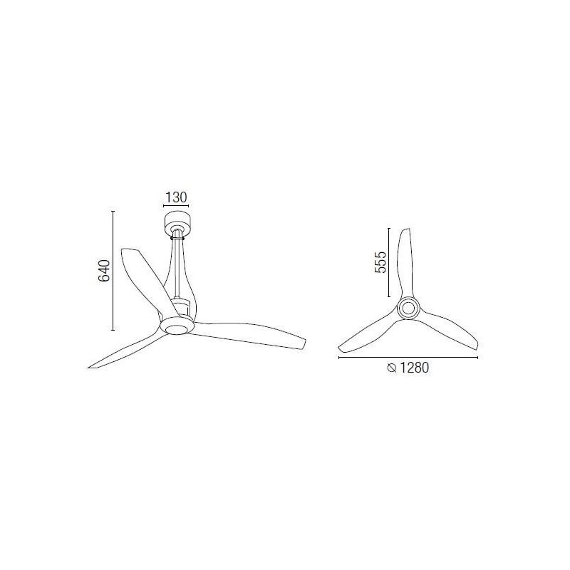 ETERFAN IN VETRO TRASPARENTE VENTILATORE SENZA LUCE CON TELECOMANDO DIAMETRO 128 CM FARO VENTILATORI - Cristalensi Shop Online