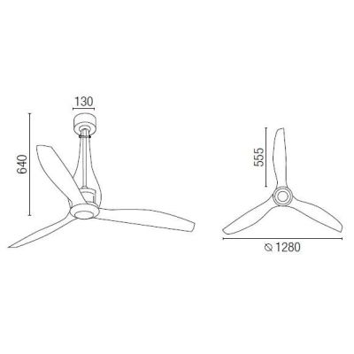 ETERFAN IN VETRO TRASPARENTE VENTILATORE SENZA LUCE CON TELECOMANDO DIAMETRO 128 CM FARO VENTILATORI - Cristalensi Shop Online