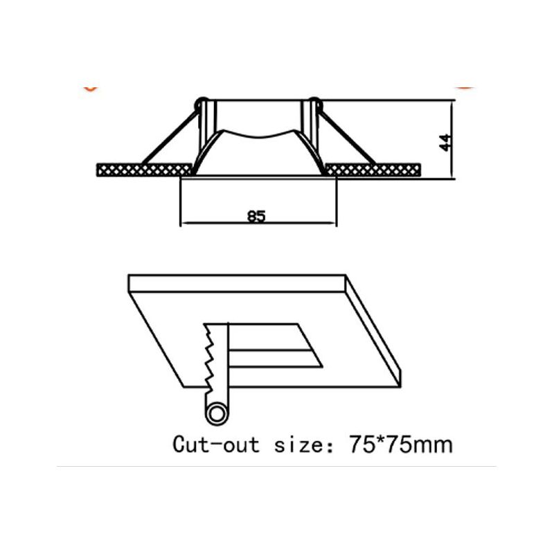 FARETTO DA INCASSO QUADRATO MM 85X85 BIANCO O NERO GHIERA FISSA ANTIABBAGLIAMENTO LAMPADINA GU10 CRISTALENSI LAMPADINE - Cristal