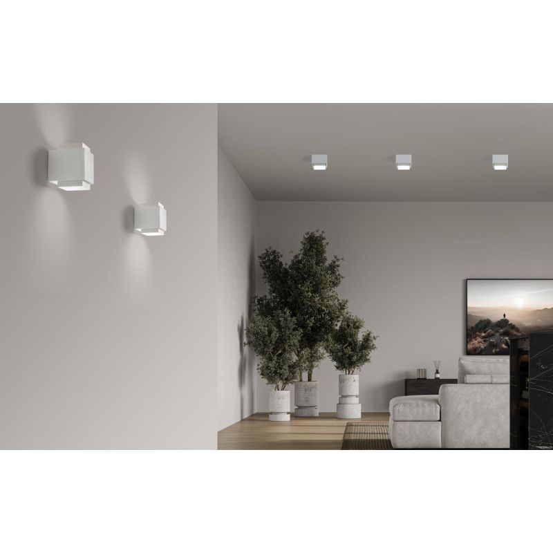 SYME APPLIQUE QUADRATA IN GESSO CON CORNICE IN ALLUMINIO DI 4 COLORI BIEMISSIONE LAMPADINA ATTACCO GX53