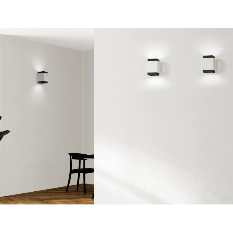 SYME APPLIQUE QUADRATA IN GESSO CON CORNICE IN ALLUMINIO DI 4 COLORI BIEMISSIONE LAMPADINA ATTACCO GX53