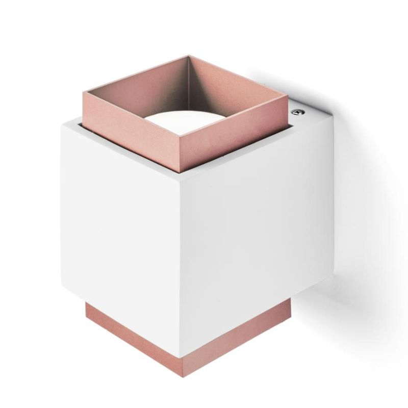SYME APPLIQUE QUADRATA IN GESSO CON CORNICE IN ALLUMINIO DI 4 COLORI BIEMISSIONE LAMPADINA ATTACCO GX53