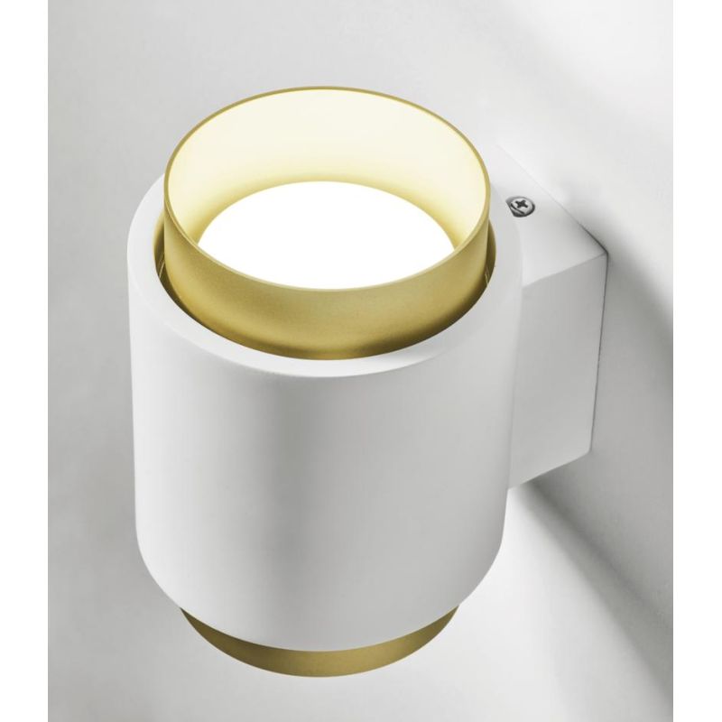 SYME APPLIQUE ROTONDA IN GESSO CON CORNICE IN ALLUMINIO DI 4 COLORI BIEMISSIONE LAMPADINA ATTACCO GX53