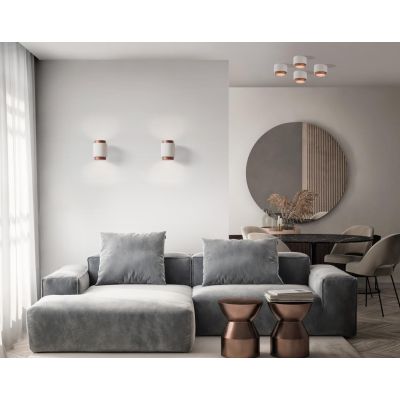 SYME APPLIQUE ROTONDA IN GESSO CON CORNICE IN ALLUMINIO DI 4 COLORI BIEMISSIONE LAMPADINA ATTACCO GX53