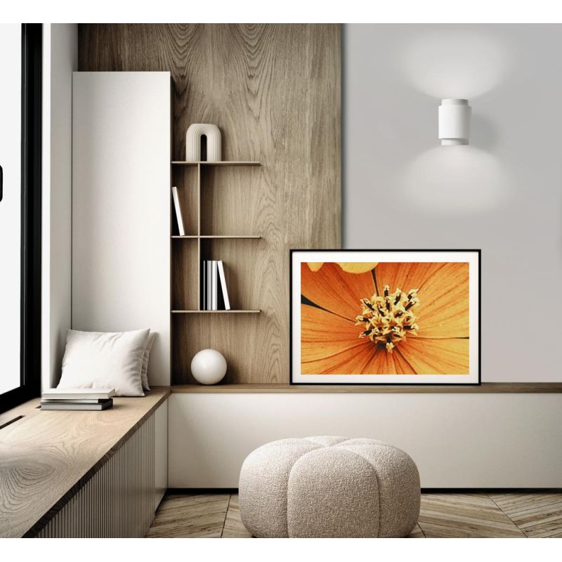 SYME APPLIQUE ROTONDA IN GESSO CON CORNICE IN ALLUMINIO DI 4 COLORI BIEMISSIONE LAMPADINA ATTACCO GX53