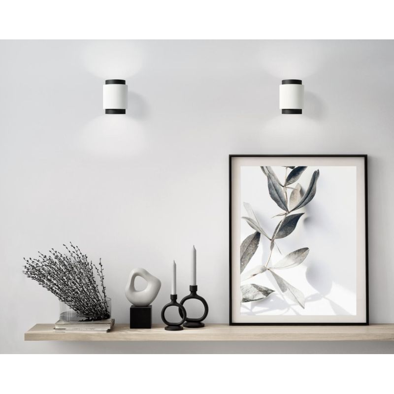 SYME APPLIQUE ROTONDA IN GESSO CON CORNICE IN ALLUMINIO DI 4 COLORI BIEMISSIONE LAMPADINA ATTACCO GX53