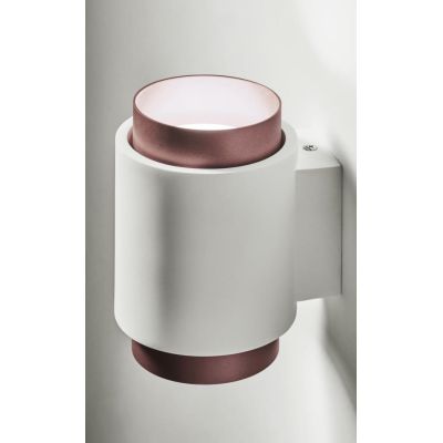 SYME APPLIQUE ROTONDA IN GESSO CON CORNICE IN ALLUMINIO DI 4 COLORI BIEMISSIONE LAMPADINA ATTACCO GX53