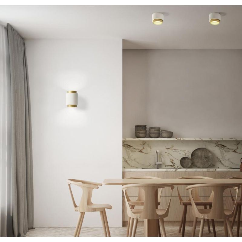 SYME PLAFONIERA ROTONDA IN GESSO CON CORNICE IN ALLUMINIO DI 4 COLORI LAMPADINA ATTACCO GX53
