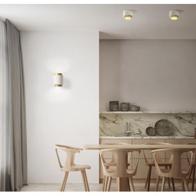 SYME PLAFONIERA ROTONDA IN GESSO CON CORNICE IN ALLUMINIO DI 4 COLORI LAMPADINA ATTACCO GX53