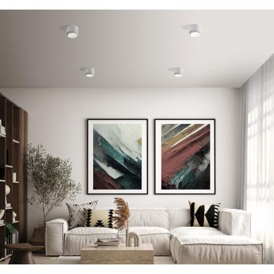 SYME PLAFONIERA ROTONDA IN GESSO CON CORNICE IN ALLUMINIO DI 4 COLORI LAMPADINA ATTACCO GX53